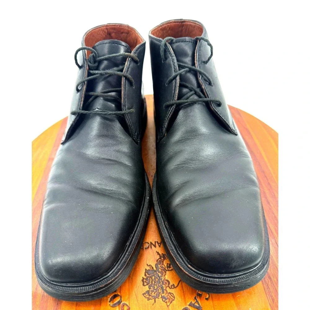 Johnston & Murphy XC4 Leather Boots Mens 8.5 Black Waterproof Chukka Square Toe